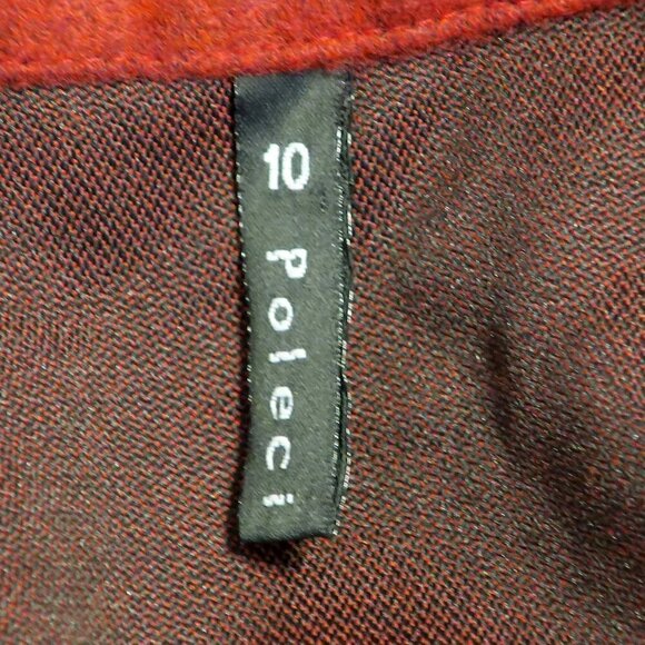 Poleci Red Leather Safety Pin Closure Jacket - Picture 4 of 5